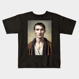 The Sad Gaze of a Young Man from the Past Kids T-Shirt